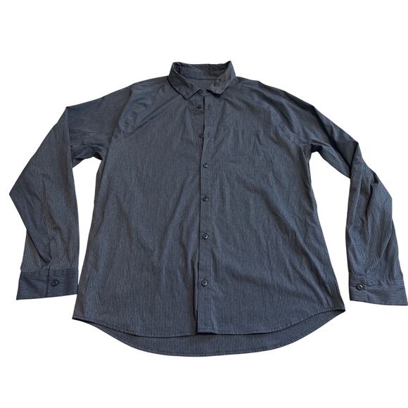 Men’s Lululemon Long sleeve Button Up Gray Shirt Size Large Striped Pocket - Picture 1 of 8